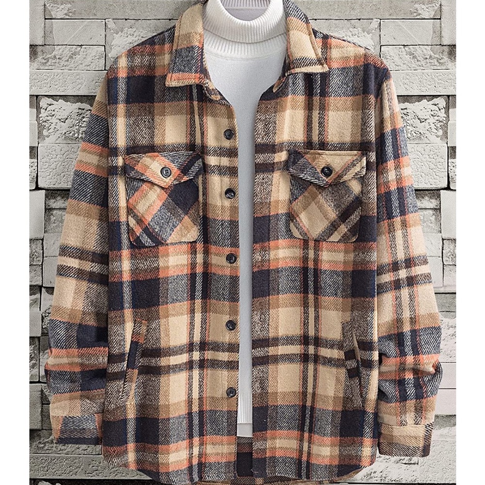 BRAND NEW MENS TRENDY PLAID FLANNEL SHIRT NWT (FALL FASHION) - Picture 1 of 5